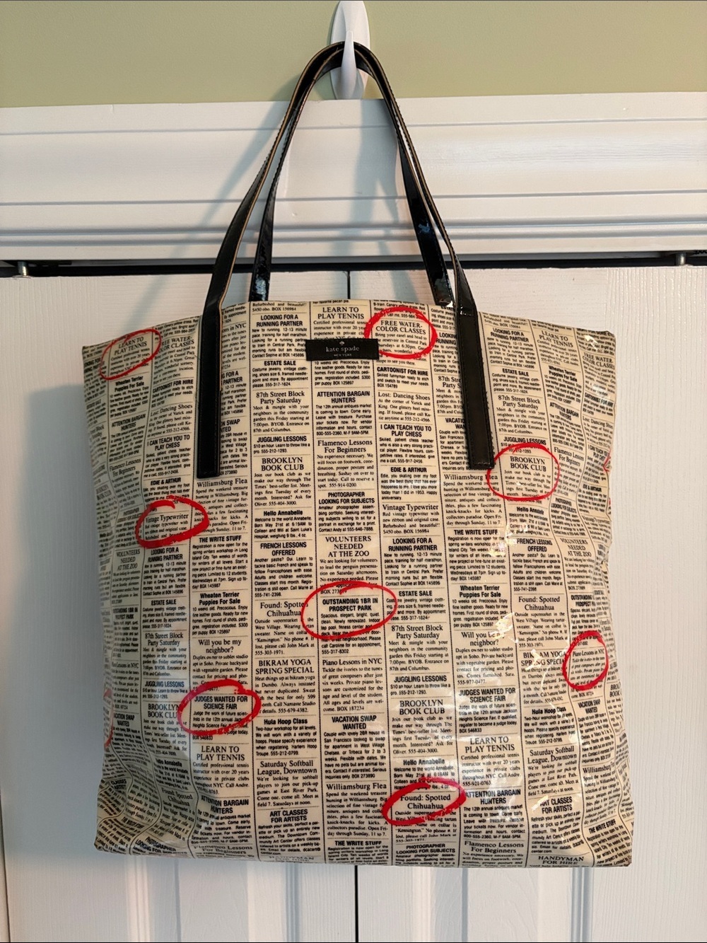 Kate Spade ♠️ Newsprint Journal Bonton Shopper Tote Bag Preowned